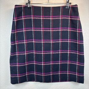 Talbots Womens Blue & Purple Plaid Wool Skirt - 8